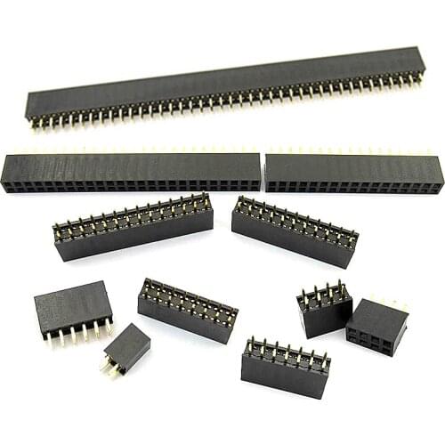 2.54mm Pitch Double Row Female 2~40P Pin Header Socket Connector Pinheader 2*2/3/4/6/7/8/9/10/12/16/18/20/25/30/40Pin