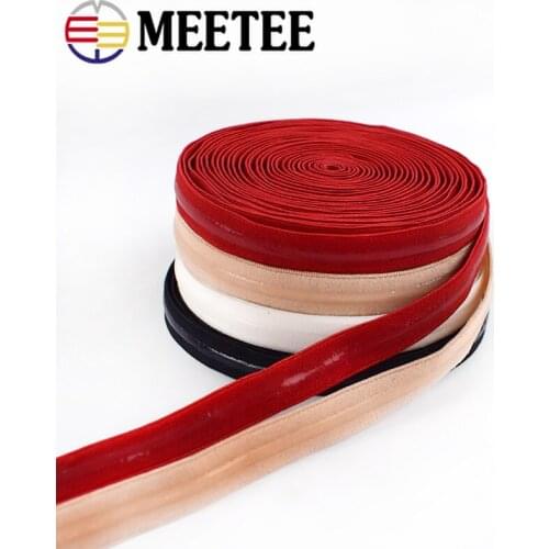 Meetee 18yards 10mm Polyester Elastic Band Non-slip Rubber Stretch Lace Webbing DIY Pants Belt Clothing Sewing Accessories EB014