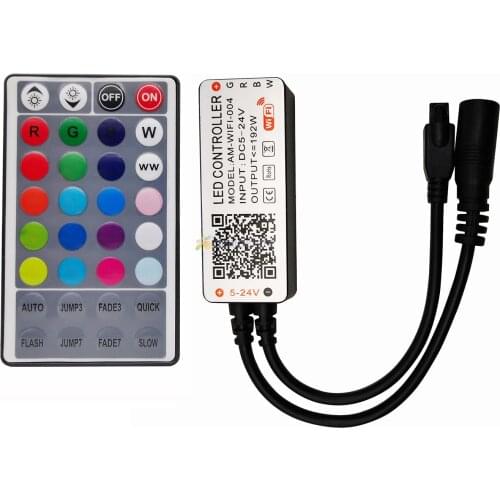 Tuya WiFi Intelligent LED Controller 4-Way RGBW Lamp Strip Controller DC 5-24V with 28keys IR Remote Control MAX 192W