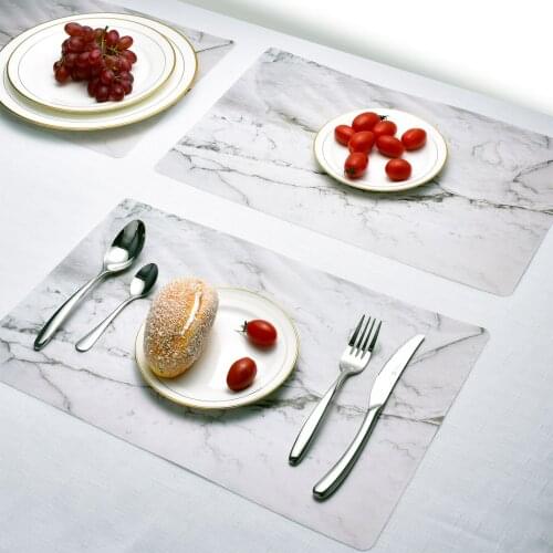 Nordic Style Marble Pattern Dishes Mat Western-style Table PVC Insulation Pad Photographic Props