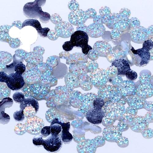 Small Mickey Head Many Colors 40pcs 14x11.5mm Mickey Head Shape Flatback Resin Rhinestones For Decorations DIY Nail Art Crafts