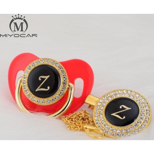MIYOCAR Initial letter Z name elegant silver bling pacifier and pacifier clip BPA free dummy bling unique design SGS pass LZ