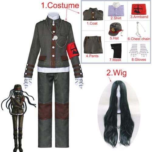 Mens Student Uniform Anime Danganronpa Korekiyo Shinguji Full Cosplay Costume Includes Wig Hat Mask Halloween Carnival Costume