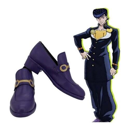 JoJos Bizarre Adventure Josuke Higashikata Cosplay Boots Shoes Purple Men Shoes Customized Accessories Halloween Party Shoes