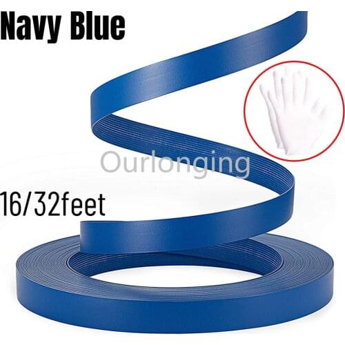16/32feet Navy Blue Wood Veneer Edge Banding,Preglued Flexible Wood Tape Iron on with Hot Melt for Cabinet Furniture Restoration