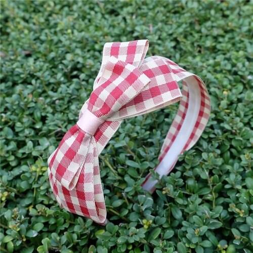 Girls Hair Hoops Top Bow Headband Plaid Striped Headwrap Child Hair Accessories Kids Cloth Bowknot Hair bands Fashion Headwear