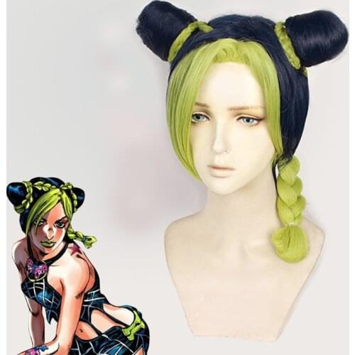 JOJOs Bizarre Adventure Jolyne Kujo Jolyne Cujoh Wig Cosplay Costume Heat Resistant Synthetic Hair Wigs + Wig Cap