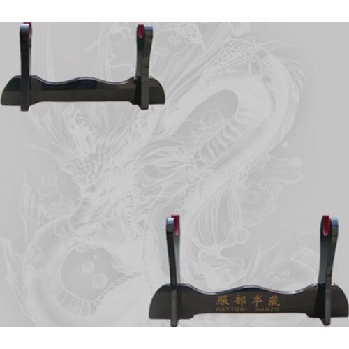 Wooden Sword Display Stand Black Glossy Lacquered-One layer