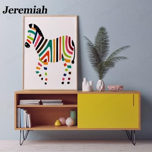 Simple Animal Series Canvas Poster Color Line Whale Hedgehog Zebra Lamb Picture Print Modern Home Decoration