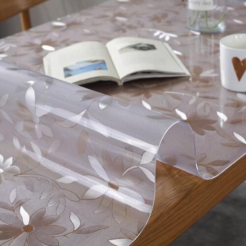 Flexible Glass Table Protector Plastic For Table PVC Transparent Waterproof Tablecloth Oilcloth Stain Resistant Table Cover Deco