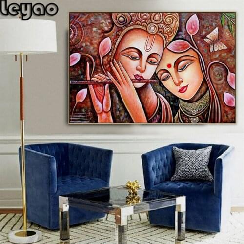 Radha Krishna Jodi Indian God Handmade Hindu Religion diamond Painting full square Wall Art,diamond mosaic,5d diamond embroidery
