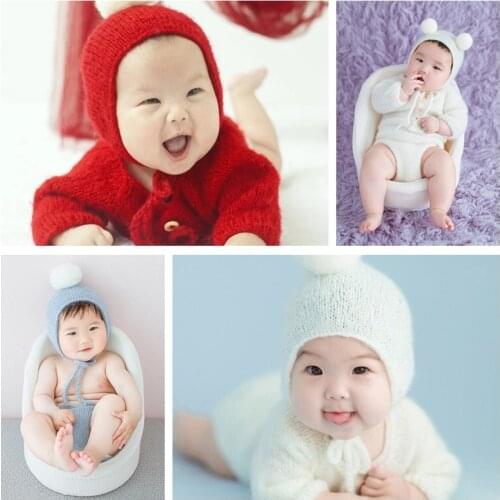 Newborn Props Boys Girls Costume Infant Buttons Romper Baby Photography Outfit Knitted Mohair Photo Studio Shoots Accessories