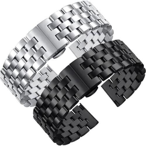 BEHUA 22mm width Strap For Samsung Galaxy Watch 3 45mm 46mm WatchBand with pins Stainless Steel Straps For Huawei Watch 3 Pro