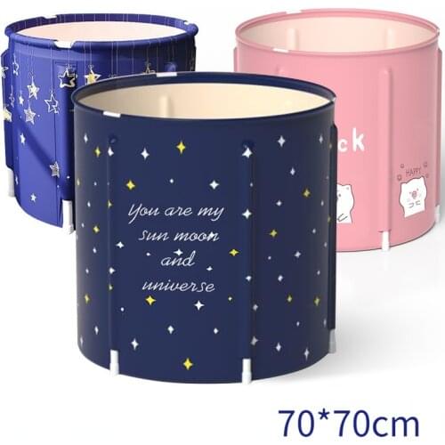 Adult Folding Bathtub 70*70cm Fabric Bracket Foldable BathTub Peach Skin Sweat Steaming Bucket Adult Bath Bucket Can Be Stored