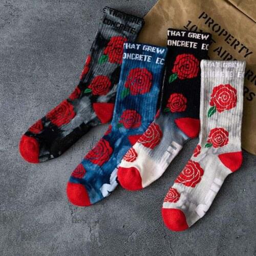 Surprise Vintage Rose Cotton Thick Socks, Korean harajuku Casual Warm Street Women Wear Lovely Cute Happy Cupid Flower Socks