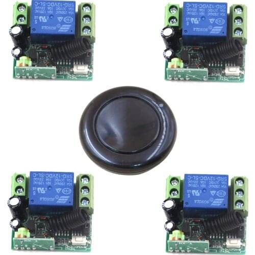 Smart DC 12V Remote Control Switch Wireless Controller Switch System Relay 4 Receivers & 1 Transmitter For Lighting Lamp Motor
