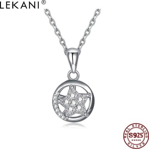 LEKANI Shining Star Necklace Pendant Trendy 5A+ Zircon Circle Necklaces For Women Sterling Silver 925 Jewelry To Girlfriend