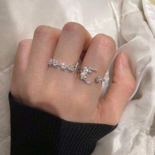 925 Sterling Silver Zircon Moon Finger Ring For Women Girls Opening Party Wedding Fashion Jewelry Accessories jz118