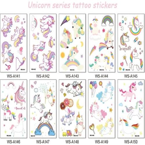 10PCS/SET Cartoon Tattoo Kids Party Makeup Temporary Body Art Disposable Stickers Animal Shark Space Butterfly Mermaid