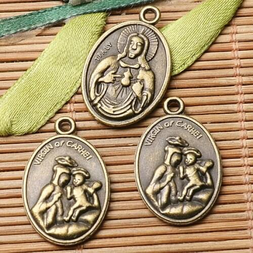 12pcs antiqued bronze color oval shaped religious VIRGIN design charms EF2831