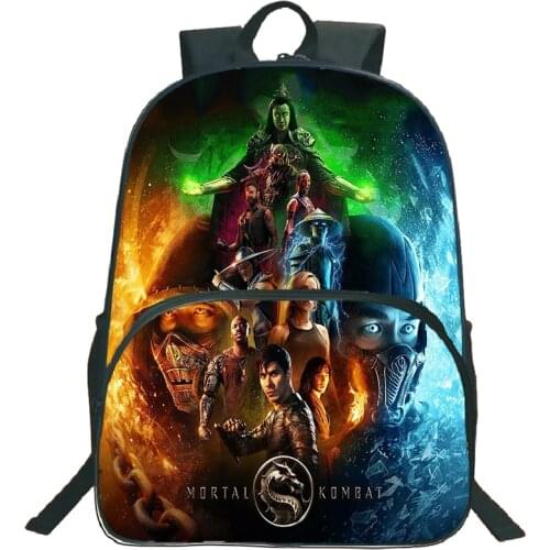 16 Inch Mortal Kombat Backpack Mochila Children Cosplay School Backpacks Teenager Travel Bag Rucksack Boys Girls Cartoon Bookbag