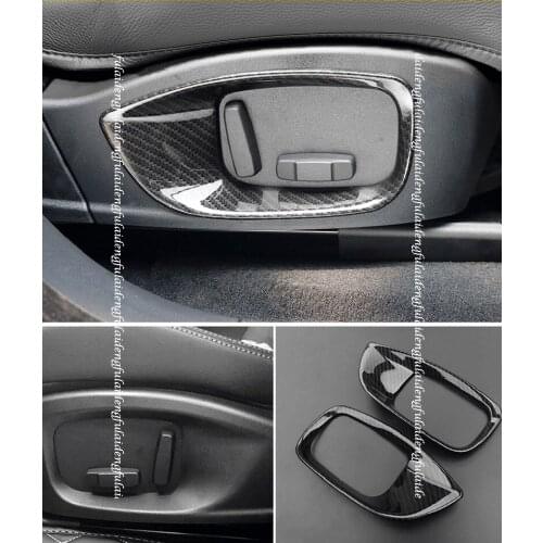2pcs For Jaguar F-PACE 2016-2020 Carbon fiber ABS Matte Interior Car seat adjustment frame trim cover Car Accessories