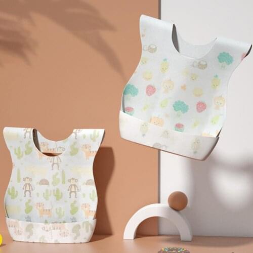 20Pcs Disposable Bibs Vest Style Waterproof Sanitary Portable Baby Lovely Saliva Towels for Feeding