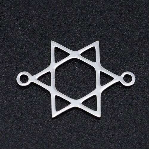 5pcs/lot 100% Stainless Steel David Star Connector Charms Wholesale DIY Necklace Bracelet Making Charms Jewelry Making Charms