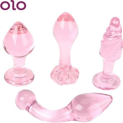 OLO Butt Plug Glass Anal Plug Sex Toys for Men Women Masturbation Adult Products Prostate Massager Anal Sex Toys Pink