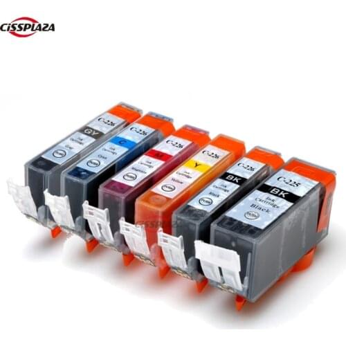 CISSPLAZA 6pk PGI225 CLI226 GY Compatible inkjet cartridge for Canon PIXMA MG6110/MG6120 MG6220 MG8120 MG8220 full ink PGI-225