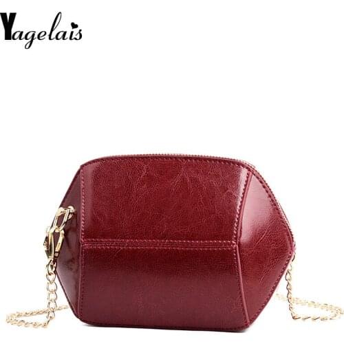Design Fashion Women Shoulder Bag Genuine Leather 2019 Red Evening Bags Sexy For Ladies Handbag Chain Purse Crossbody Bags