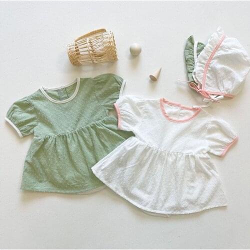 Infant Baby Girls Jumpsuit Cotton Short Sleeve Korean Style Toddler Baby Girl Dress Romper Summer Baby Girls Clothes