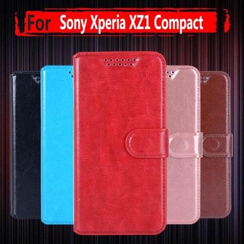 PU Leather Flip Cases For Sony Xperia XZ1 Compact G8441 4.6" inch Wallet Holster Cover For Sony Xperia XZ1 Compact case