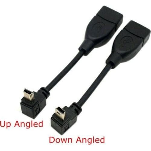 90 Degree Up & Down Angled Mini USB Type B to USB Female OTG Cable 10cm 25cm short mini usb otg cable For Car Audio DVD GPS