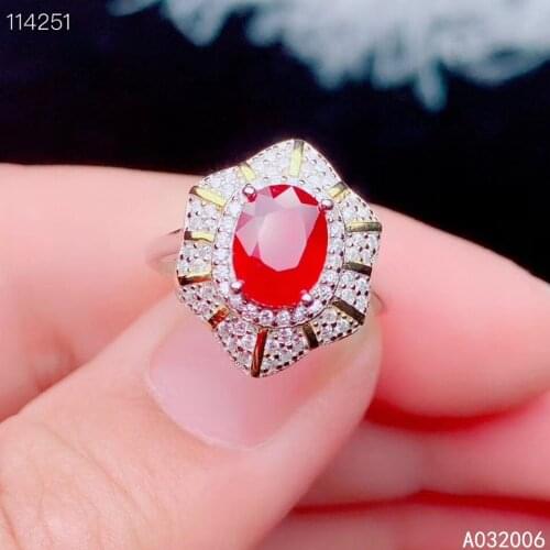 KJJEAXCMY fine jewelry 925 sterling silver inlaid natural ruby ring delicate new female gemstone ring elegant support test