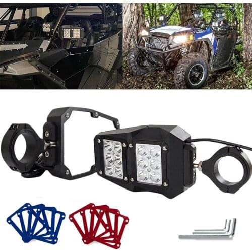 UTV Rear View Side Mirror Kit with LED Spot Lights w/ 1.75" 2" Roll Cages for Polaris RZR XP 1000 Can-Am Maverick Yamaha Rhino