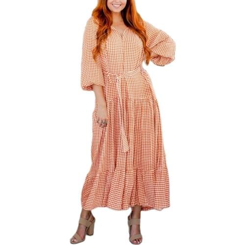 Elegant Female Dress French Style Casual Long Sleeve Lady Fashion Dress Soft Female Dress V Neck Layered Autumn Women Dress