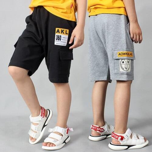 Summer Childrens Shorts 2021 New Casual Loose Teen Boys Sport Shorts Pants Fashion Letter Pocket Cotton Shorts for Boy 5-10 Y
