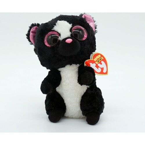 Ty Cute Doll Black And White Squirrel Plush Toys Big Tail Decorations Bedside Cabinet Ornaments Gifts For Children 15CM