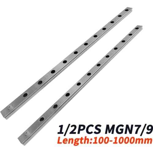 MGN7 MGN9 Miniature Linear Rail Slide 1/2PCS Linear Guide Carriage for CNC Parts L=100 150 200 250 300 350 400 450 500 -1000mm