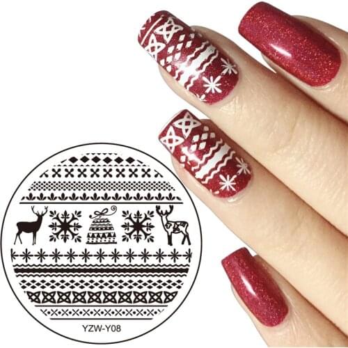 Diameter 5.5cm Round Nail Art Stamping Template Image Plate 20 Designs YZW-Y Series Nail Stamping Plates Manicure Stencil Set