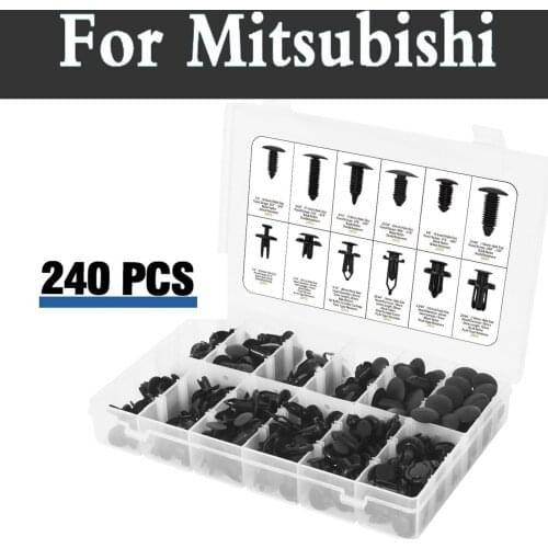 240pcs Retainers Clips Set Fastener Rivets Remover Tools Case Car For Mitsubishi Mirage Montero Sport Outlander Pajero Space