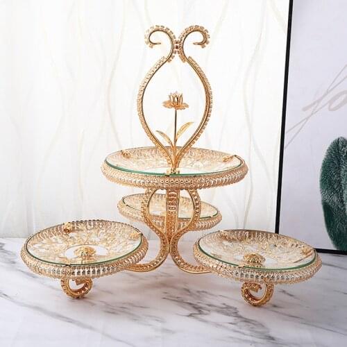 New style light luxury gold tempered glass multi-style European fruit tray home living room hotel creative fruit tray