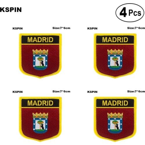 Madrid Flag Embroidery Patches Iron on Saw on Transfer patches Sewing Applications for Clothes in Home&Garden