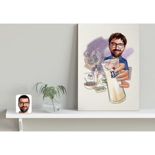 Personalized Men 'S Raki Caricature Of Canvas table 30x50cm-1