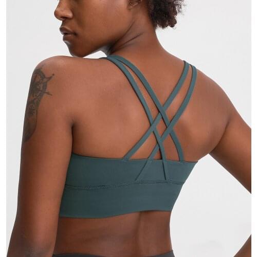 EVERYDAY Naked Feel Workout Gym Sport Bras Top Women Mid Support Shockproof Push Up Yoga Athletic Fitness Bra Crop Top