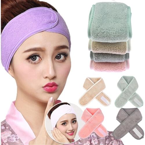 Newest Adjustable Hair Wrap Head Band for Women Simple Candy Color Beauty Makeup Toweling Soft Salon SPA Facial Headband