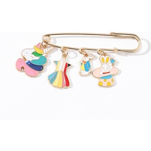 Rainbow Horse Stars Dress Rabbit Unicorn Brooch Cute Cartoon For Child Backpack Coat Bag Enamel Pin Trendy Sweet Pin Jewelry