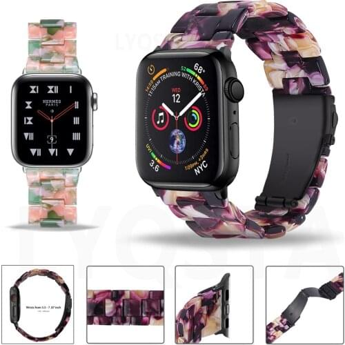 Resin straps for apple watch band 44mm 40mm 42mm 38mm correa transparent bracelet for iwatch 6 series 5 4 3 2 1 wristband Correa