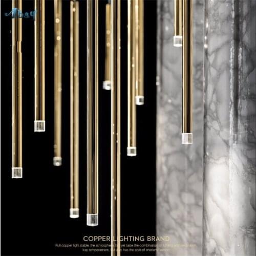 Nordic Luxury Copper Crystal Pendant Lights Dining Room Table Bedroom Living Room Led Front Desk Hanging Lamps Lighting Fixtures